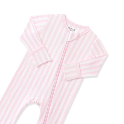 Zippered Romper in Small Sakura Stripe
