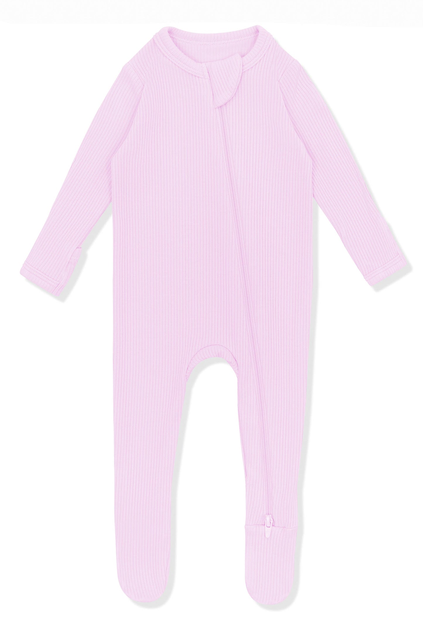Ribbed Zipper Footie in Thistle