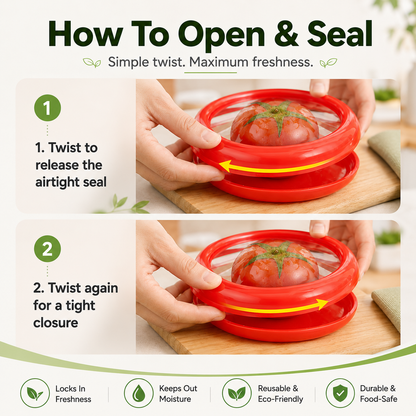 Reusable Fruit and Vegetable Storage Containers, 4-Piece Set | Designed Specifically for Sealing, Refrigeration, and Freshness Preservation